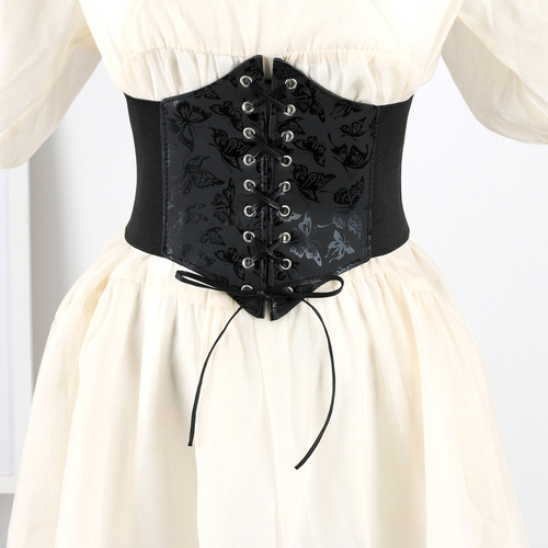 Faja Cinturón Ancho Mujer Corset Gótico Cintura Elástica