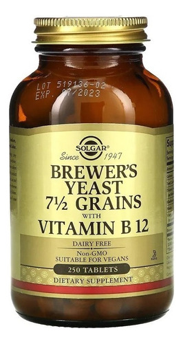 Solgar | Brewer's Yeast 7 1/2 Grains W/ Vitamin B12 | 250tab