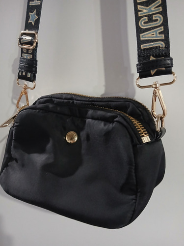 Cartera Jackie Smith Impecable Original Oferta Negro Lisa Oro Negro (Usado)