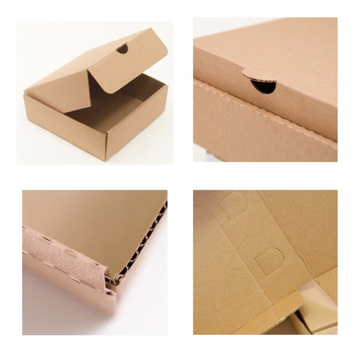 Imagen 4 de 7 de 100 Cajas Para Pizza 14x14x5cms Carton Microcorrugado Kraft