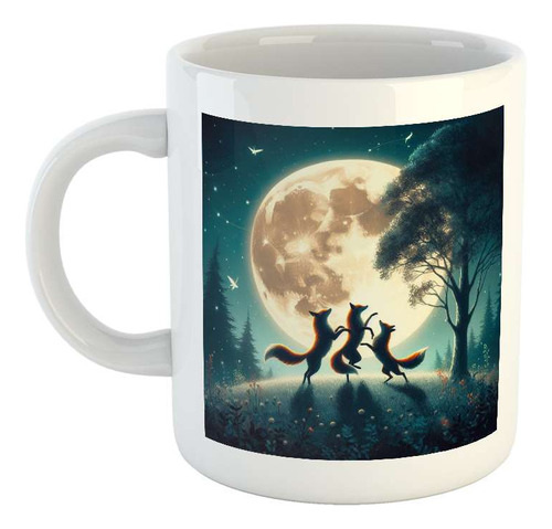 Taza Ceramica Zorros Bailando En Luna Llena Moon M2