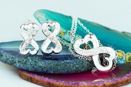 Imagen 5 de 5 de Set Collar Aretes Plata 925 Regalo Mujer Lujo Estilo Joyería