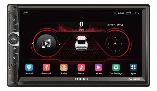 Radio para Auto Aiwa Aw-a502bt 2 Din Android Touch Hd De 7'' Color Negro