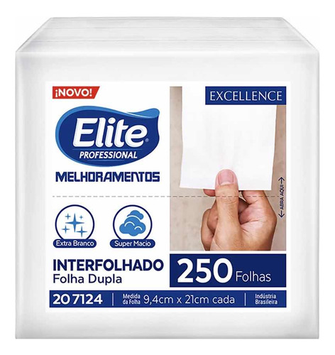 Papel Higiênico Refil Interfolhado Elite 250un 21x9,4cm Soft