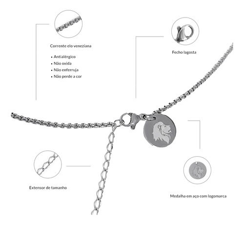 Kit Corrente De Aço E Pulseiras Masculinas Couro E Riviera