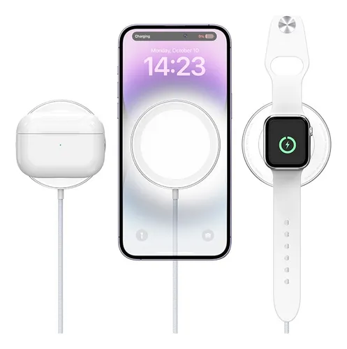 Cargador inalámbrico 3 en 1 para iPhone, Apple Watch y AirPods