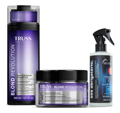 Shampoo Truss loiro proteção da cor en shampoo mascara condicionante e mascara liquida de 300mL de 180g