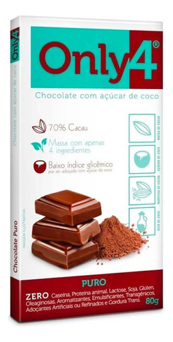 Chocolate 70% Cacau Puro Only4 80g