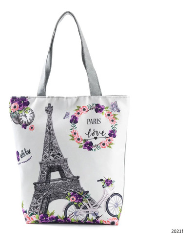 Bolsa De Mano Con Diseño Floral De La Torre Eiffel, Bolsa Co