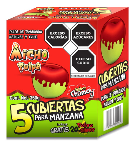 Cubre Manzanas, Micho Pulpa Chamoy, 10pz, 800gr, Tamarindo