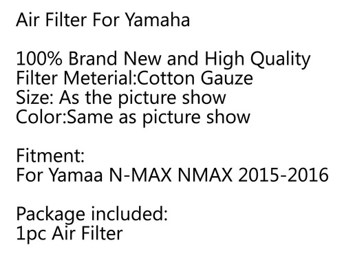 Elemento Limpiador De Filtro De Aire Para Yamaha Nmax 155 15