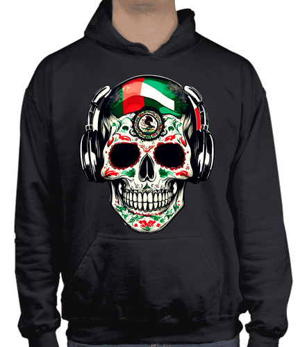 Sudadera Con Gorro Calavera - Audífonos Y Tricolor - Cráneo