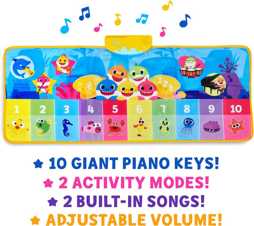 Imagen 3 de 7 de Piano Alfombra Musical Baby Shark Canta Y Baila Con Sonido