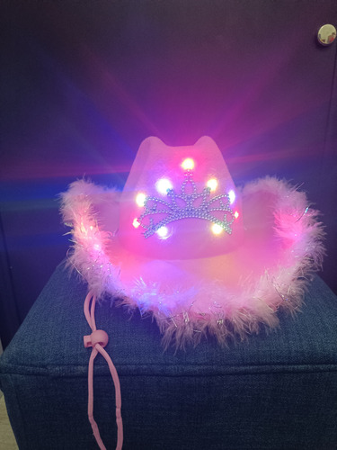 Sombrero Cowboy Luminoso Para Cotillón Rosado