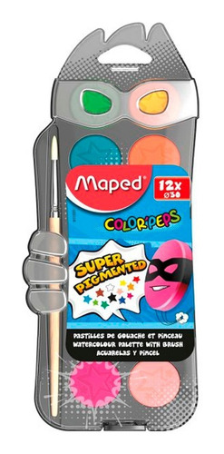 Acuarela Maped Super Heroes X 12 Colores + Pincel Educando Color Multicolor