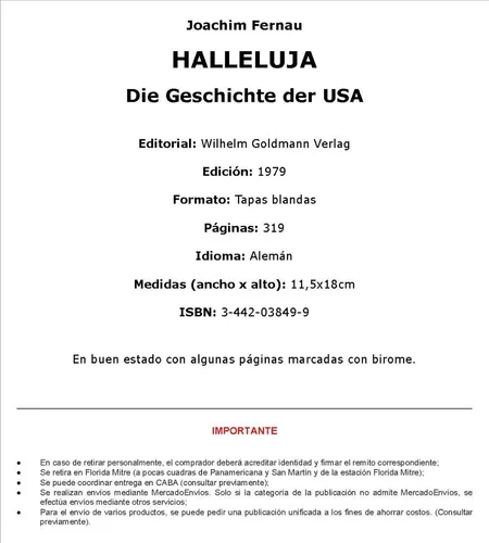 Joachim Fernau - Halleluja Die Geschichte Der Usa (Usado)