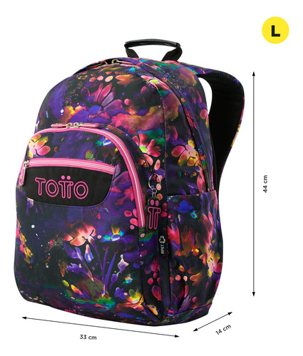 Totto Combo Mochila Y Lonchera - Set Kit Escolar Acuarela Flores Acuarela