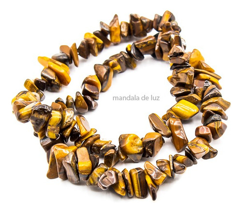 Colar Folheado De Olho De Tigre E 2 Pulseiras De Cascalho