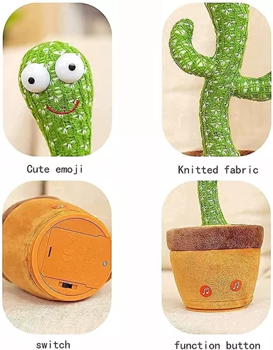  Emoin - El cactus baila y habla, repite lo que dices, juguete  electrónico de peluche con iluminación, grabación del cactus cantando y  repite tus palabras como juguete educativo, peluche para decoración 