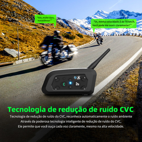 Lookearth Fone De Ouvido Intercomunicador V6 Pro Com Bluetooth, Bidirecional, 1.200 M, Sistema De Comunicação Para Esqui, Quadriciclos, Motocross, Para Capacetes Completos E Articulados (2 Unidades)