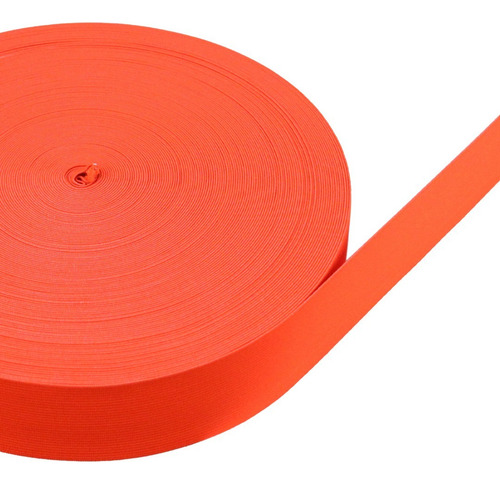 Elastico Fluo De 50mm (consultar Colores) X 100mts Liso Naranja Fluo