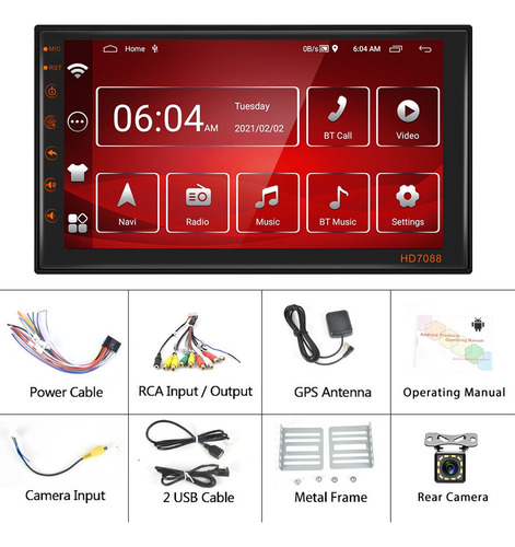 2din 7 «radio Estéreo Del Coche De Android 11 2+16g Con Wifi