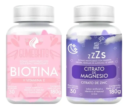 Gomitas Masticables Combo Biotina + Citrato De Magnesio