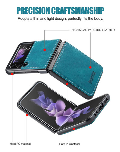 Funda Para Samsung Galaxy Z Flip 3 5g Japezop Cuero Verde