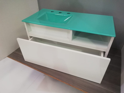 Imagen 7 de 10 de Bacha Vidrio Termoformada + Mueble Baño Colgante Pi 80x45