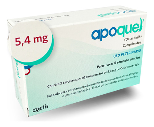 Kit 4 Apoquel 5,4mg Dermatite Alérgica Atópico Coceira Cães Cor Branco