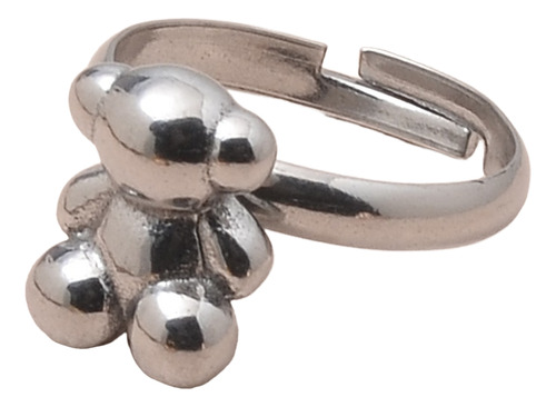 Anillo Color Plata De Forma De Oso Tou Plateado Ajustable