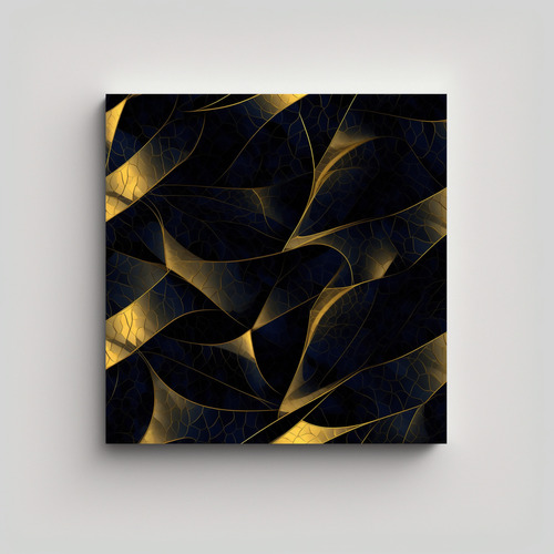 50x50cm Cuadro Decorativo Abstracto En Negro Y Oro Real