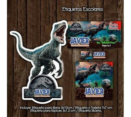 Kit Imprimible Edit Etiq Escolar Jurassico