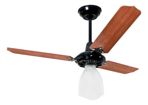 Ventilador de teto Loren Sid Lumi preto com 3 pás cor mogno 220V