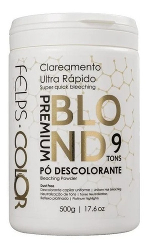 Felps Pó Descolorante Premium Blond 9 Tons Dust Free 500g