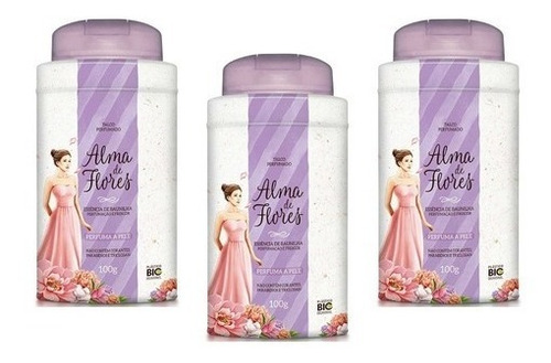 Talco Alma De Flores Baunilha 100g - Kit Com 3 Unidades