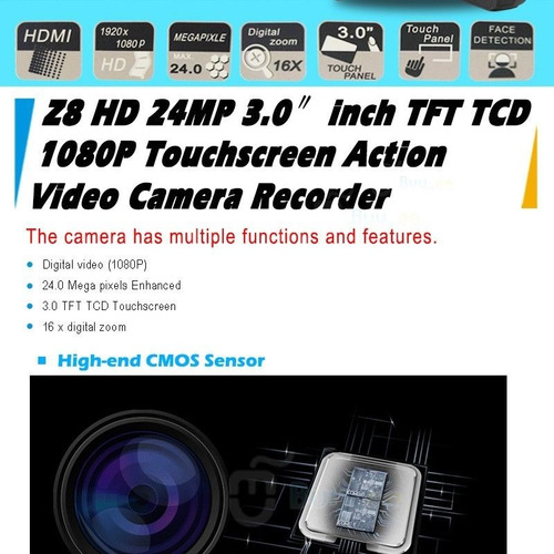 Imagen 2 de 6 de Buyee 24mp 3.0 Lcd Con Pantalla Táctil Digital Videocámara
