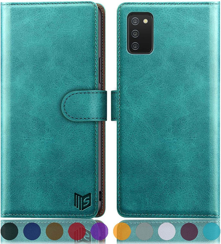 Funda Turquesa Tipo Billetera Para Galaxy A02s