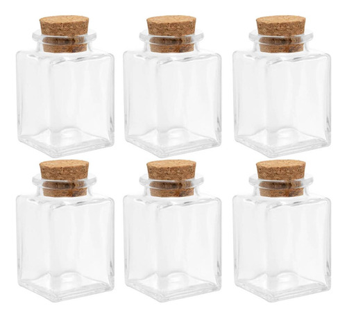 6 Mini Potes De Vidro Porta Temperos Com Tampa De Rolha Lemb