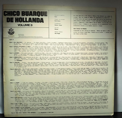 Lp Vinil - Chico Buarque De Hollanda - Volume 3 (Usado)