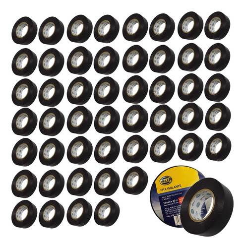 Kit 100 Fita Isolante 19mm 20m resistente Fogo Umidade Hella