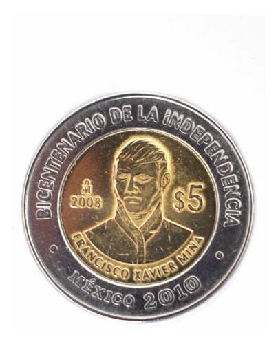 Moneda De $5 Bicentenario,francisco Xavier Mina 2008