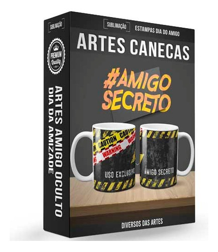 Artes Canecas Amigo Oculto Secreto Editável Mockups Estampas