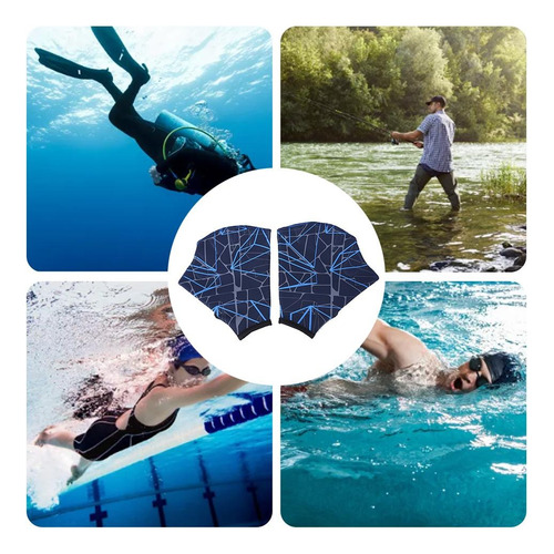 1 Par De Guantes Entrenamiento Natación Acuática Azul Buceo