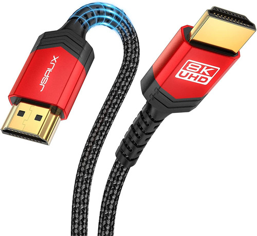 Cable Hdmi Jsaux, Largo De 7.5 M, 48 Gbps, 8k, Rojo