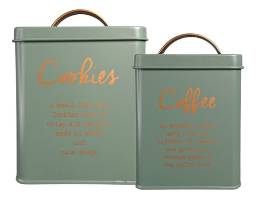 Set X2 Latas Coffe Cookies Carol Manija Bronce Guardado Deco