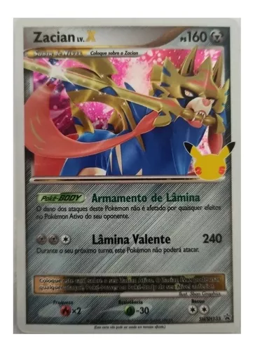 Carta Pokemon Zacian V Português 016/025 Card Original Copag - Celebrações  - Pronta Entrega - Escorrega o Preço