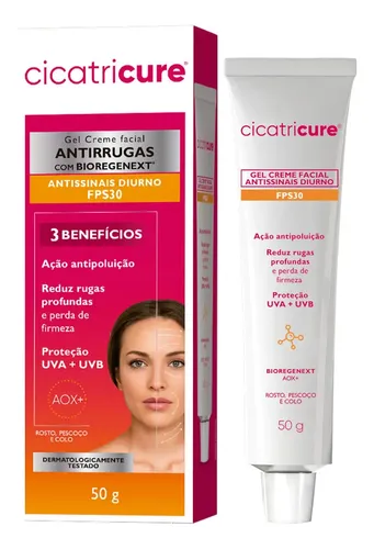 Creme Facial Cicatricure Antirrugas FPS30 Diurno 50g - Rosto e BioRegenext