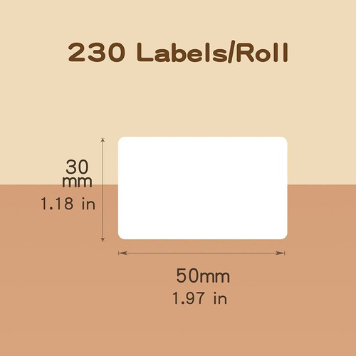 Cinta Etiquetadora Blanca Niimbot B21, 5 Rollos, 50 X 30 Mm,