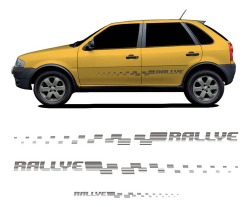 Faixa Lateral + Adesivo Traseiro Gol Rallye G4 Grafite